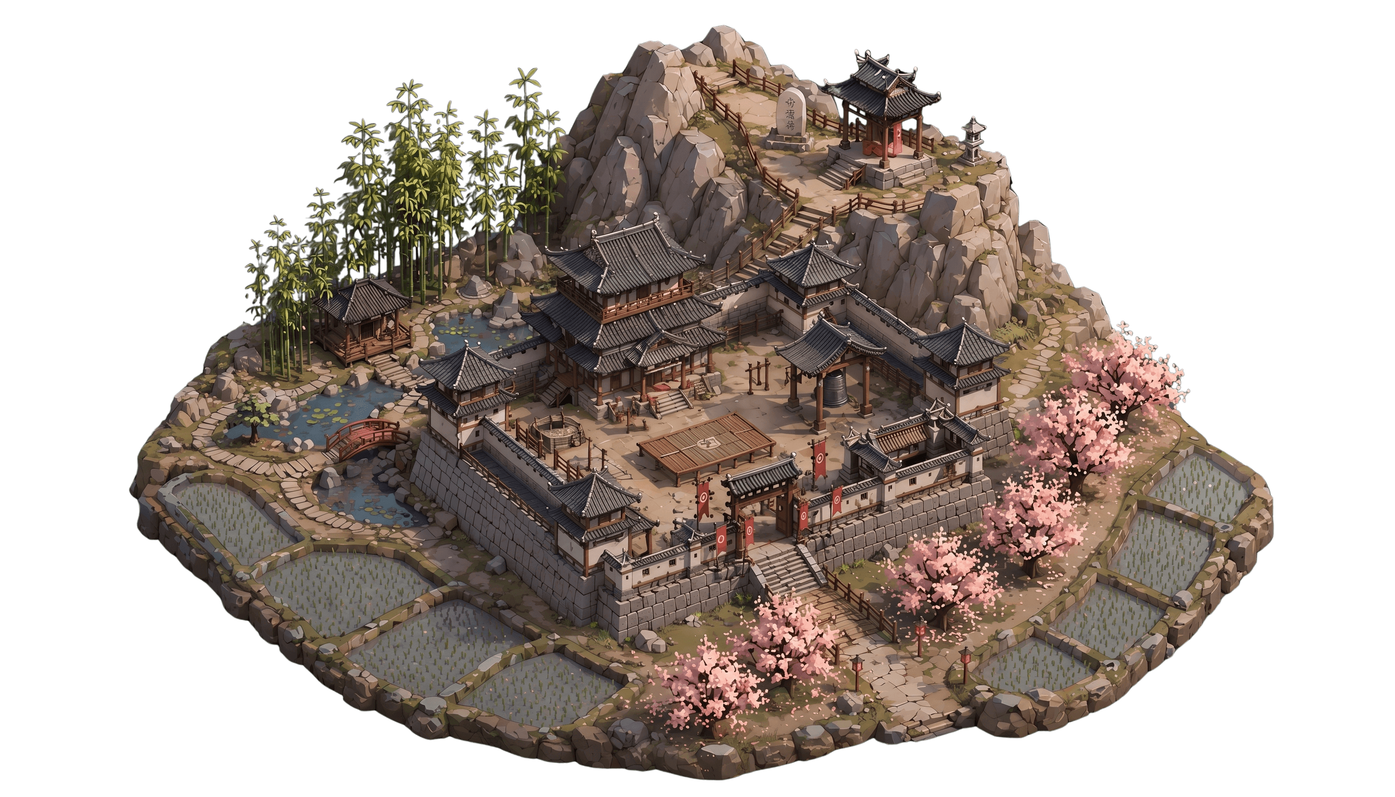 Japanese mountain village built in the AI environment course